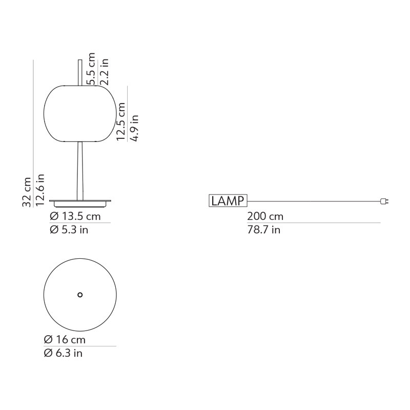 Lampe design italien KUSHI 10TH, 3 coloris Kdln