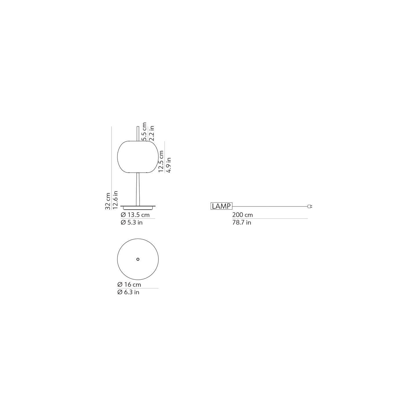 Lampe design italien KUSHI 10TH, 3 coloris Kdln
