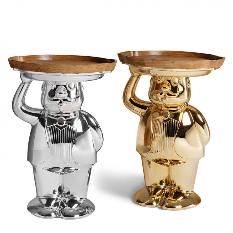 Table d'appoint originale AMBROGIO, chrome ou doré Slide