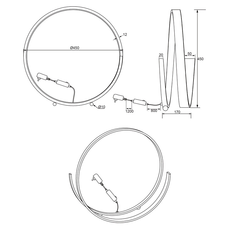 Lampe led circulaire CINARDI à lumière connectée, 4 coloris Cinque