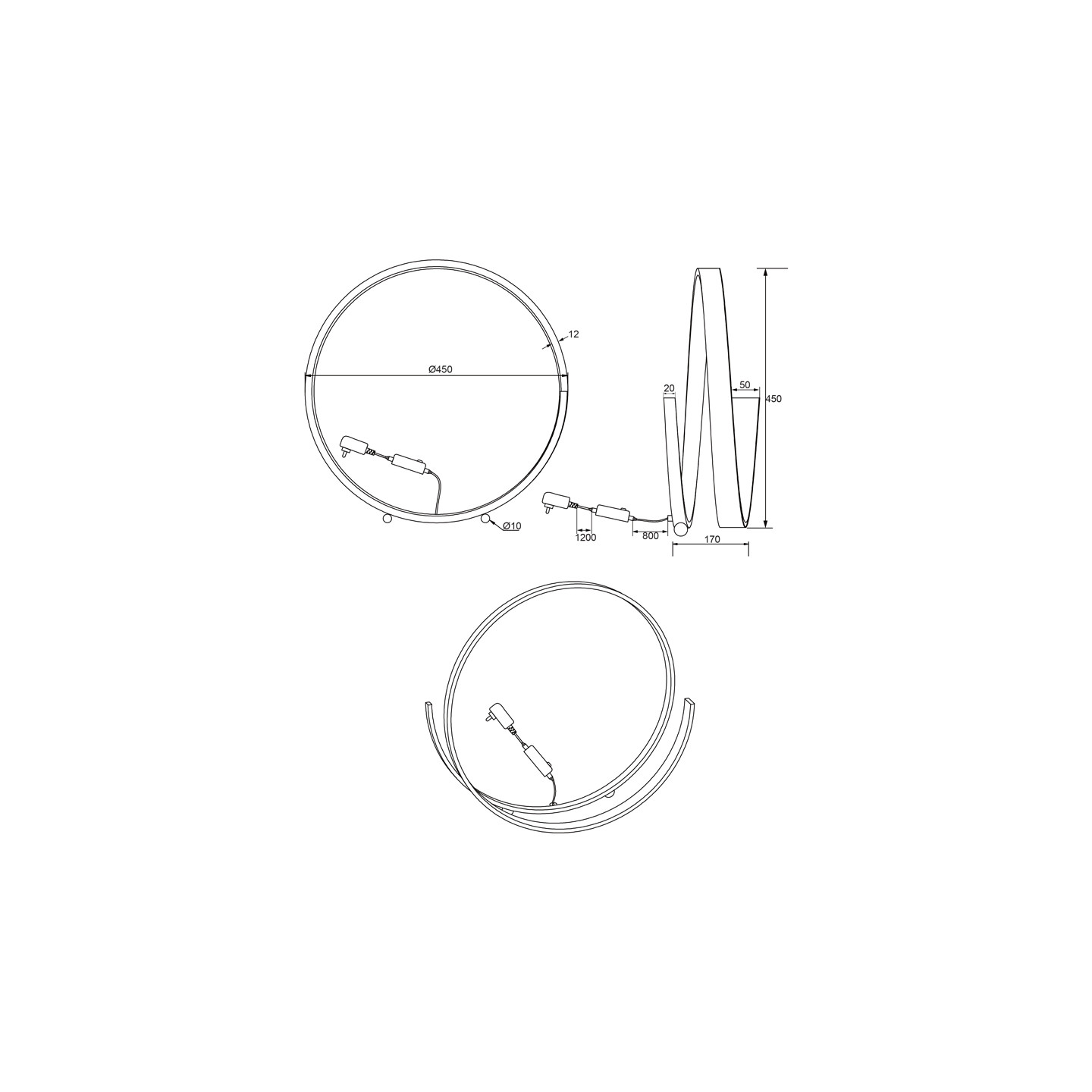 Lampe led circulaire CINARDI à lumière connectée, 4 coloris Cinque