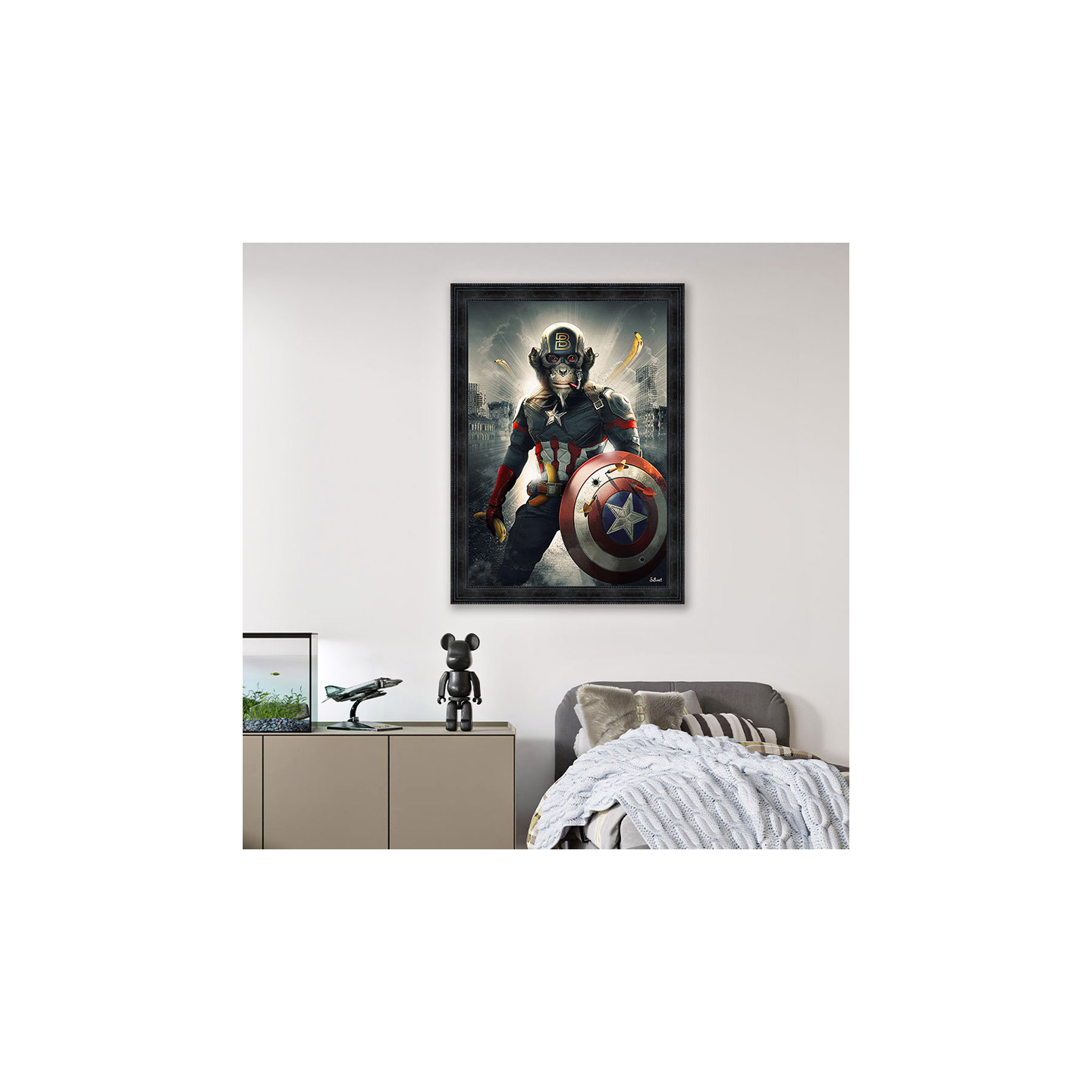 Tableau singe CAPTAIN AMERICA, 2 tailles Cadraven & Sylvain Binet
