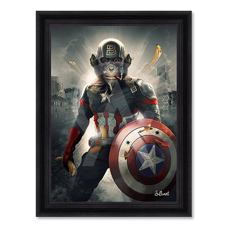 Tableau singe CAPTAIN AMERICA, 2 tailles Cadraven & Sylvain Binet