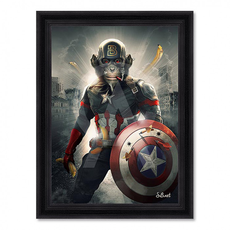 Tableau singe CAPTAIN AMERICA, 2 tailles Cadraven & Sylvain Binet