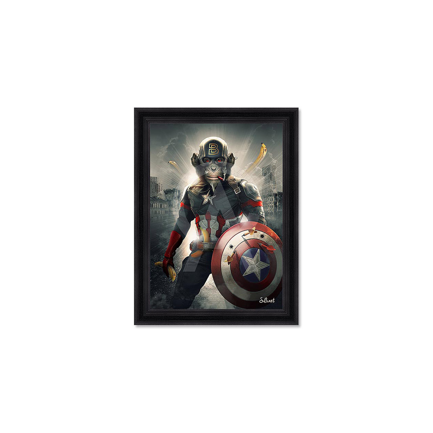 Tableau singe CAPTAIN AMERICA, 2 tailles Cadraven & Sylvain Binet