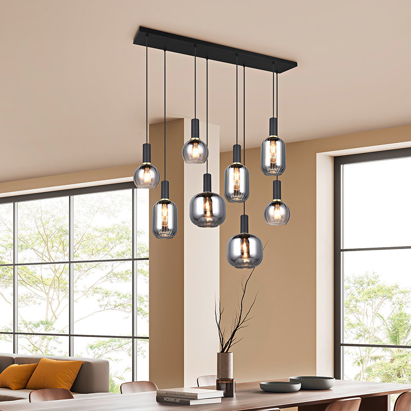 Suspension multiple verre DIVA 6 ou 8 lampes