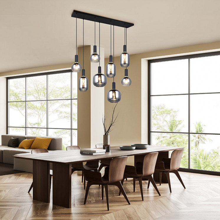 Suspension multiple verre DIVA 6 ou 8 lampes