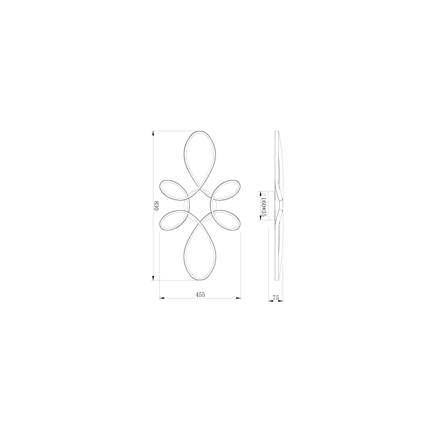 Plafonnier luminaires led FLY, noir ou blanc