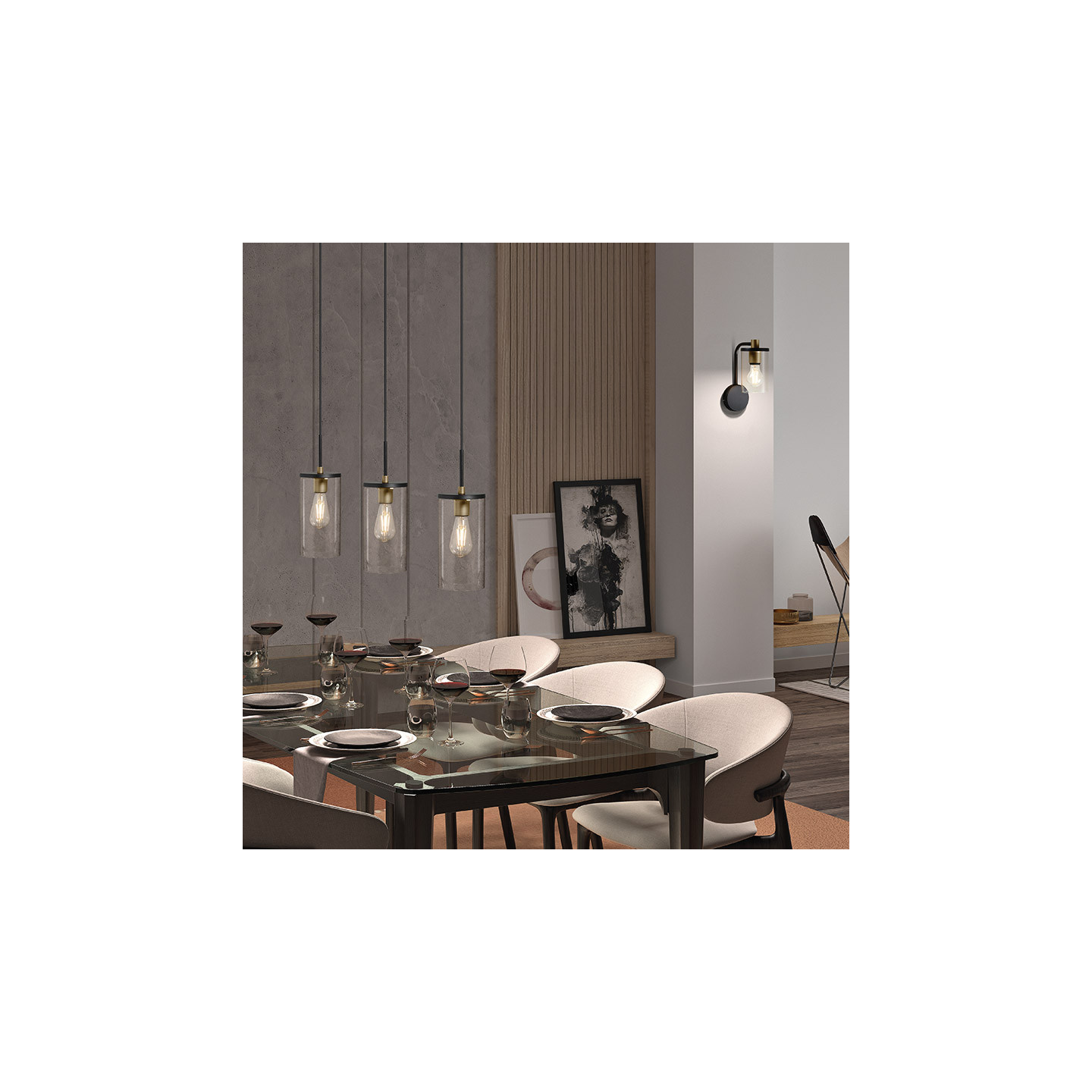 Suspension 3 lampes verre TRIEL