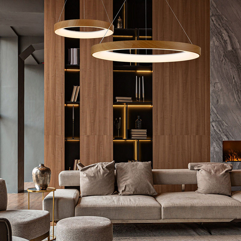 Luminaire circulaire suspendu NISEKO 2 BOIS, 4 tailles Mantra Iluminacion