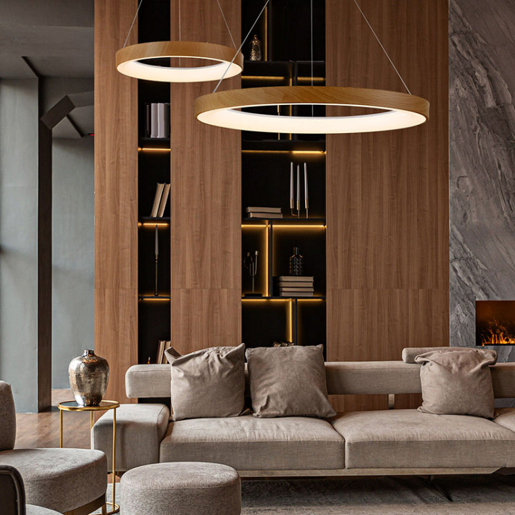 Luminaire circulaire suspendu NISEKO 2 BOIS, 4 tailles Mantra Iluminacion