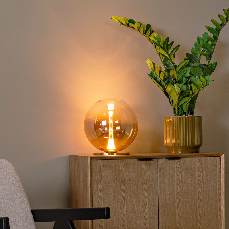 Lampe à poser boule GISELA AMBRE