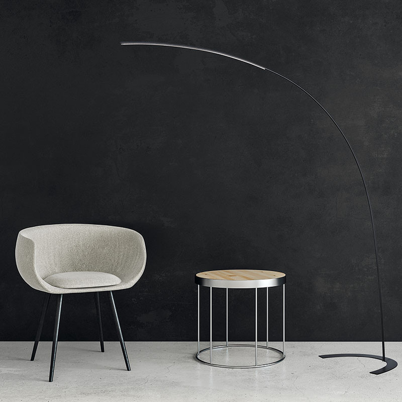 Lampadaire arc design SHANGHAI, noir ou blanc