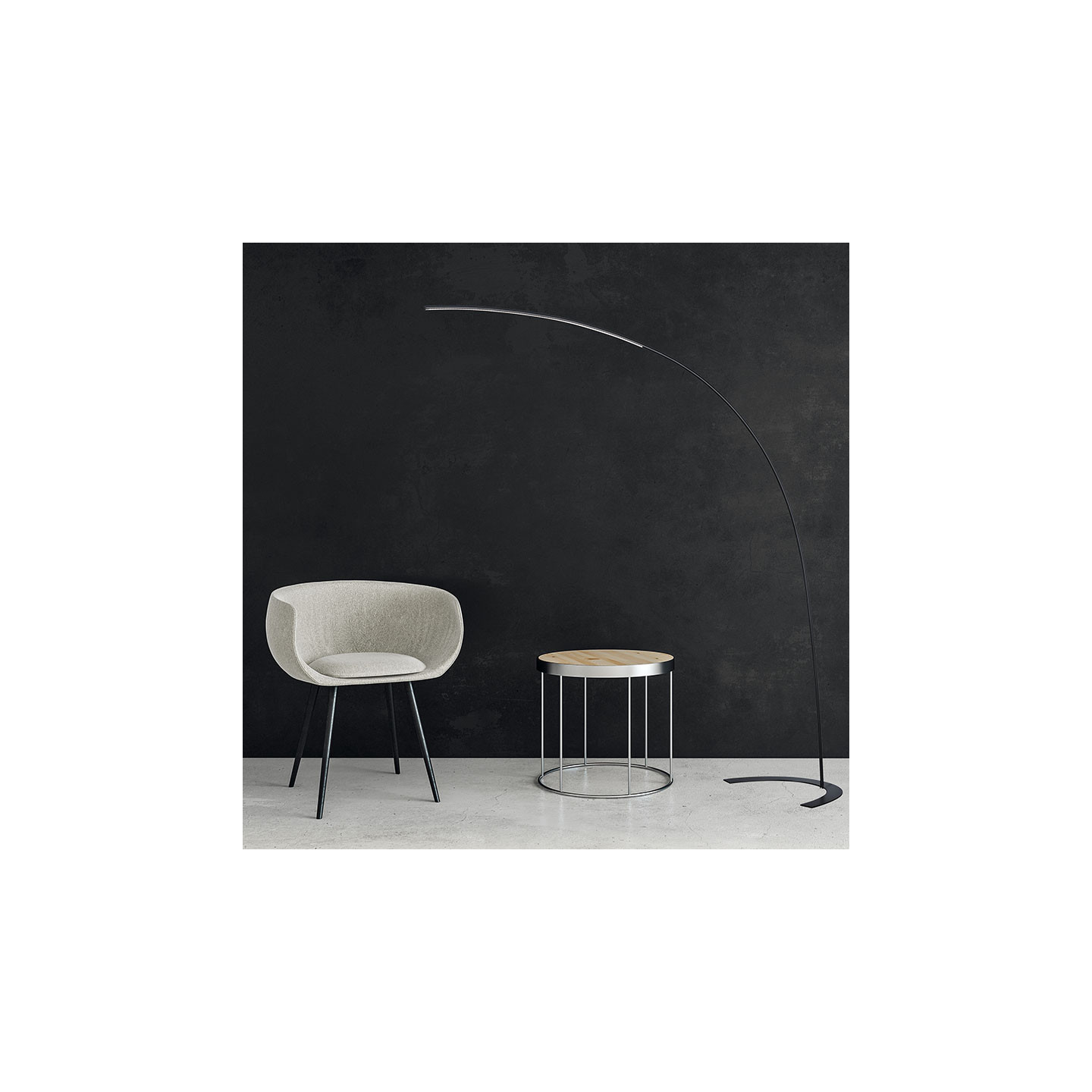 Lampadaire arc design SHANGHAI, noir ou blanc