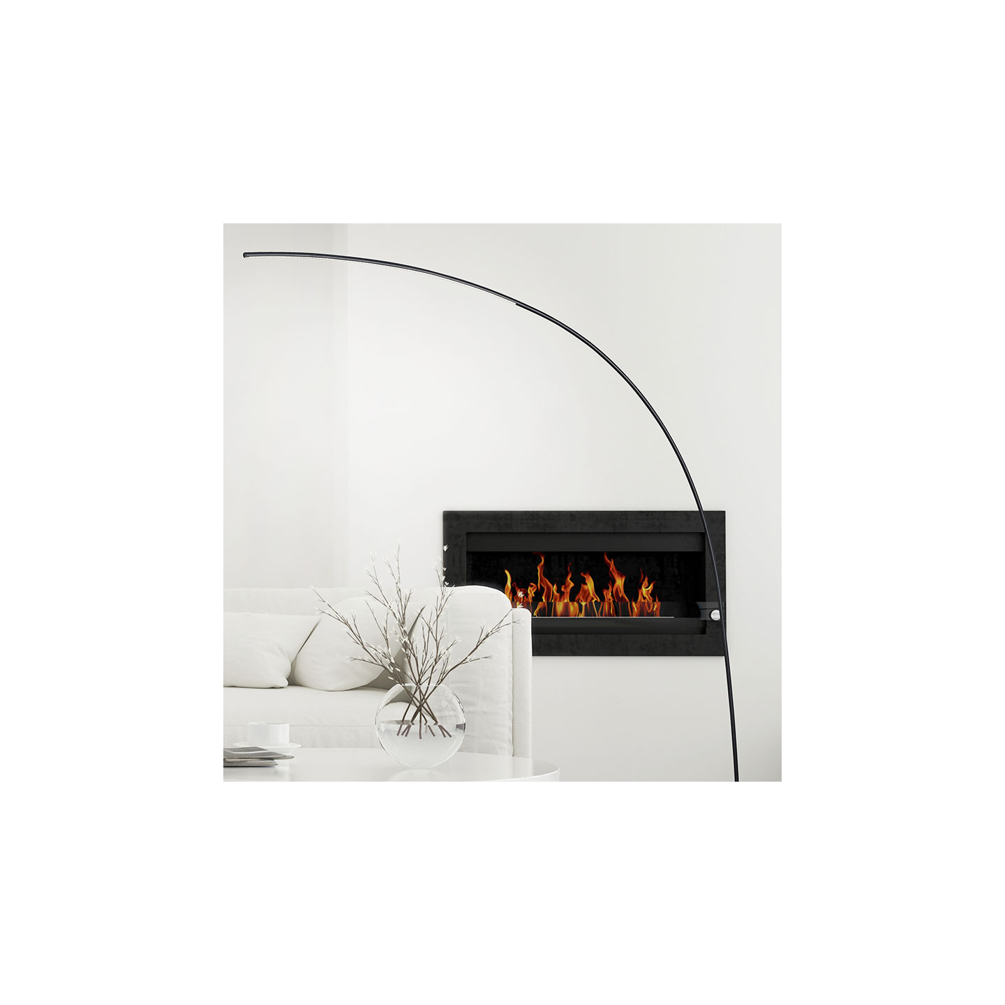 Lampadaire arc design SHANGHAI, noir ou blanc