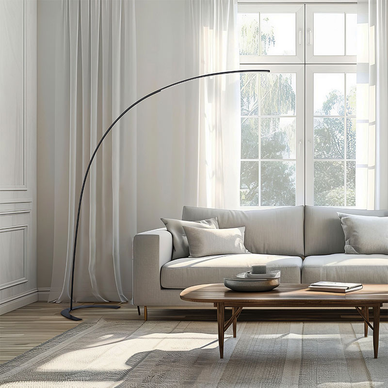 Lampadaire arc design SHANGHAI, noir ou blanc