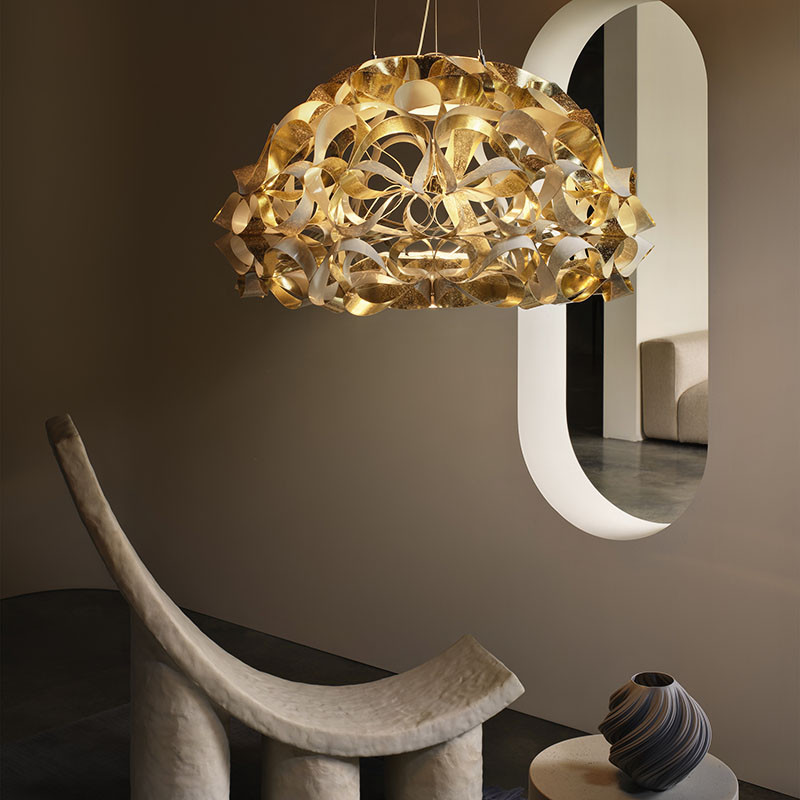 Suspension dorée design QUANTICA, Ø75 ou 120 cm Slamp