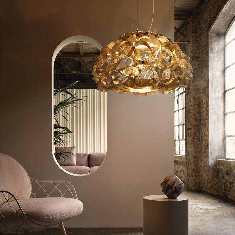Suspension dorée design QUANTICA, Ø75 ou 120 cm Slamp
