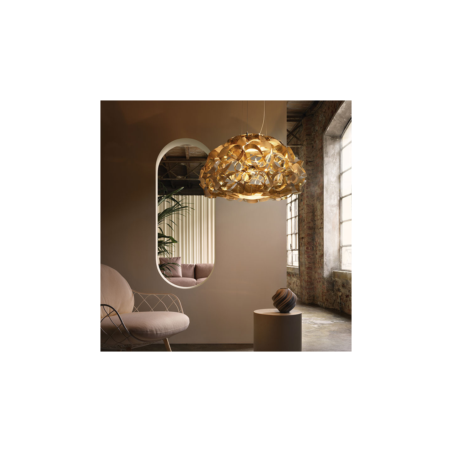 Suspension dorée design QUANTICA, Ø75 ou 120 cm Slamp