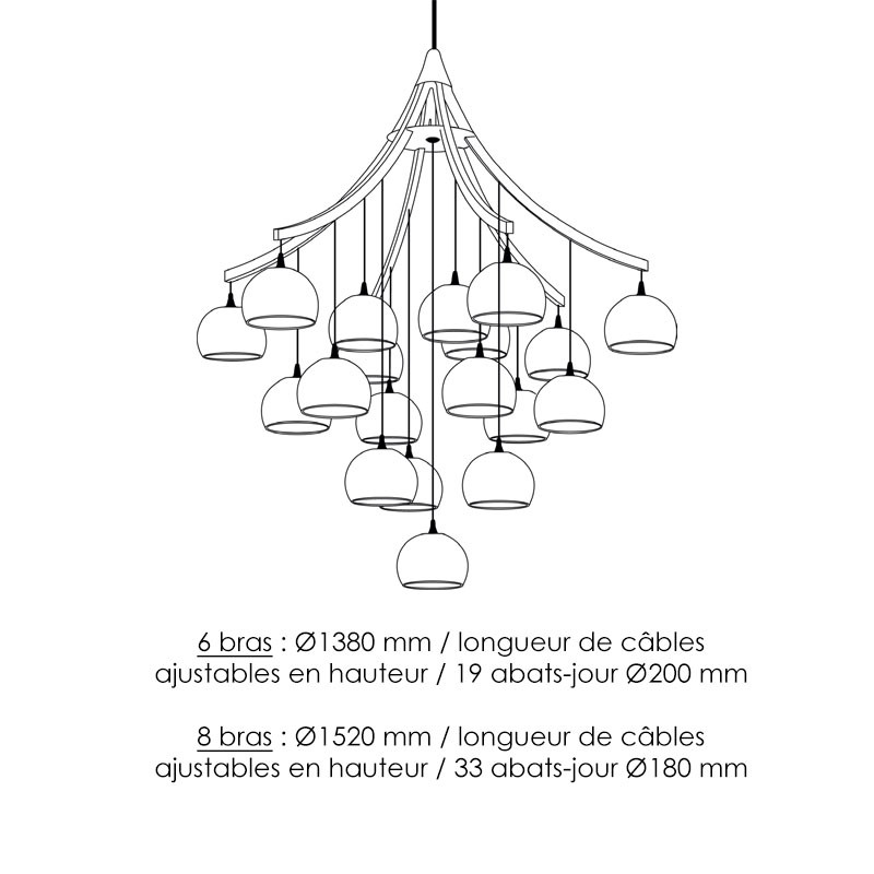 Grand lustre pour plafond haut CONSTELLATION, 2 tailles Az'art