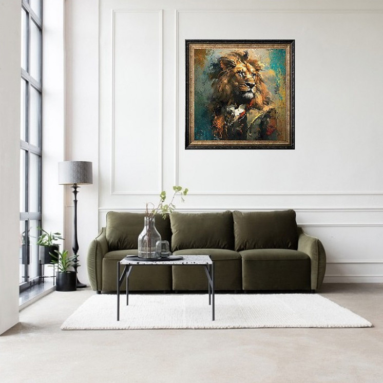 Tableau lion couleur CHARLES 80X80 cm