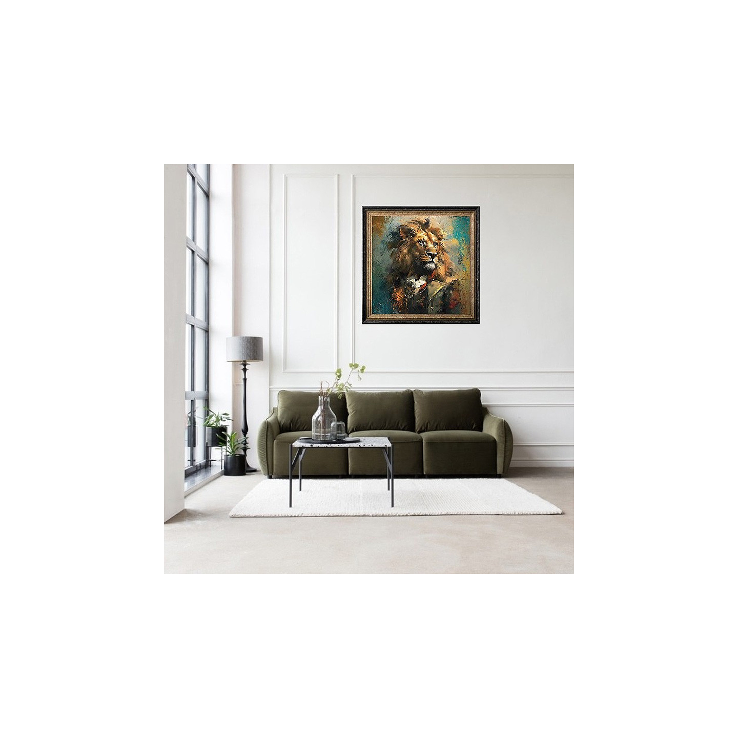 Tableau lion couleur CHARLES 80X80 cm