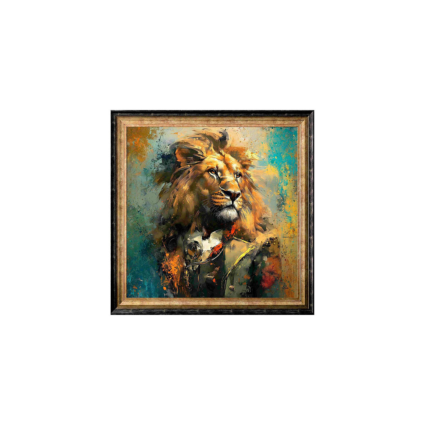 Tableau lion couleur CHARLES 80X80 cm