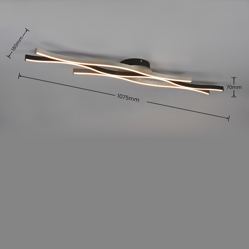 Plafonnier led salon design BLAZE, aluminium brossé ou laiton mat
