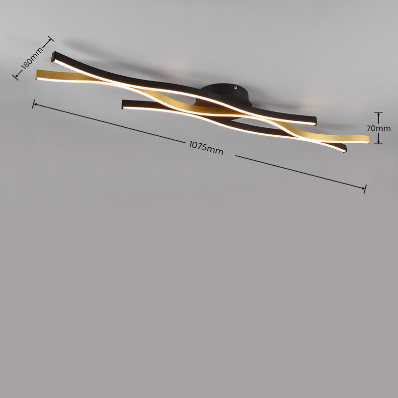 Plafonnier led salon design BLAZE, aluminium brossé ou laiton mat
