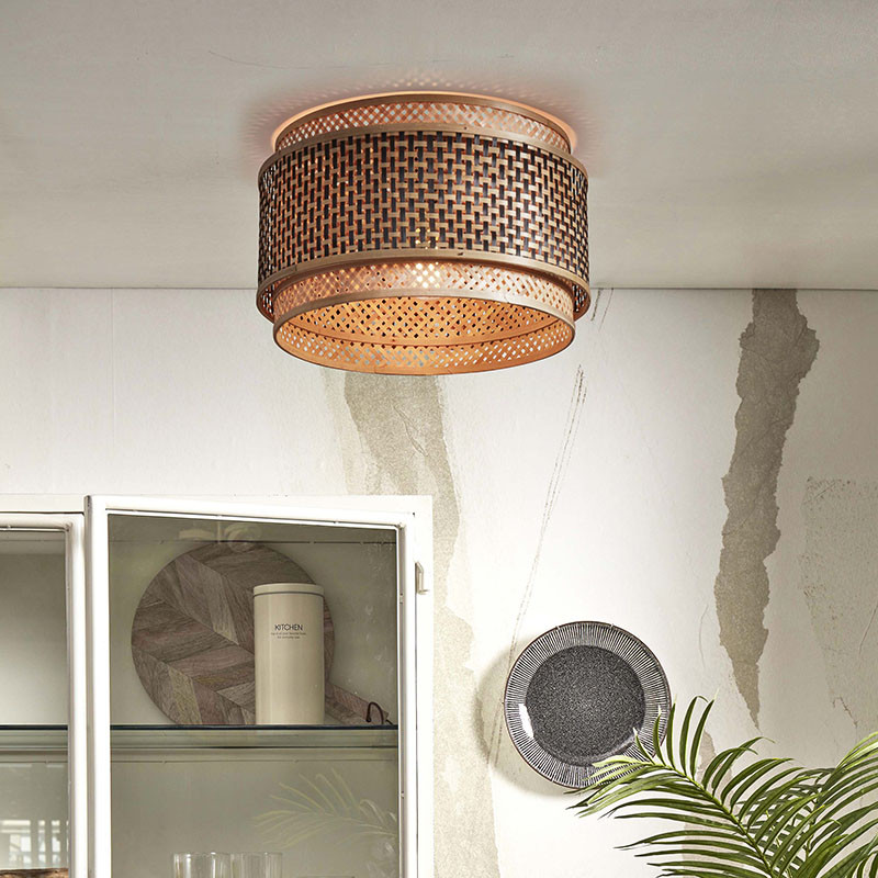Plafonnier rotin BUTHAN diamètre 25 ou 40 cm Good et Mojo