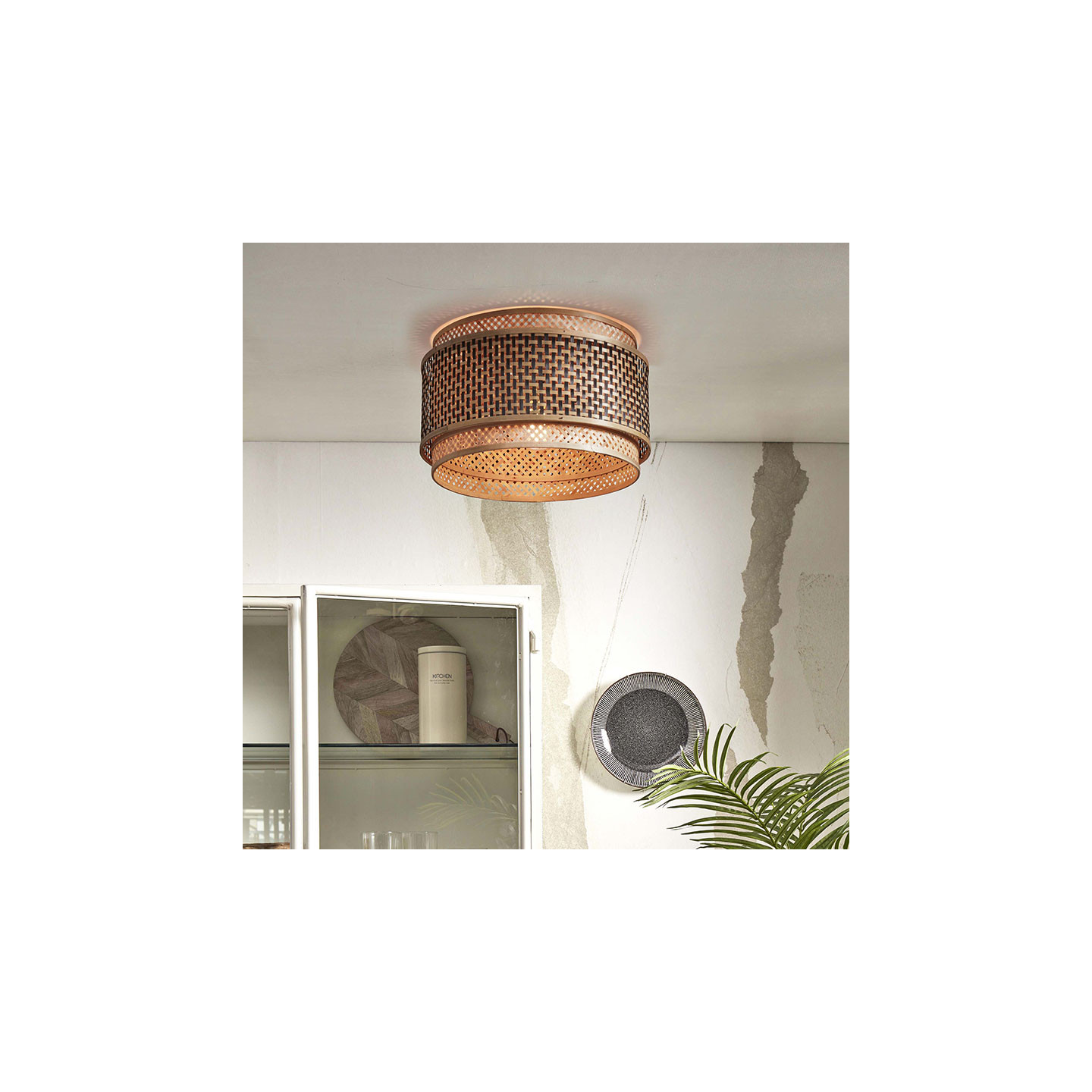 Plafonnier rotin BUTHAN diamètre 25 ou 40 cm Good et Mojo