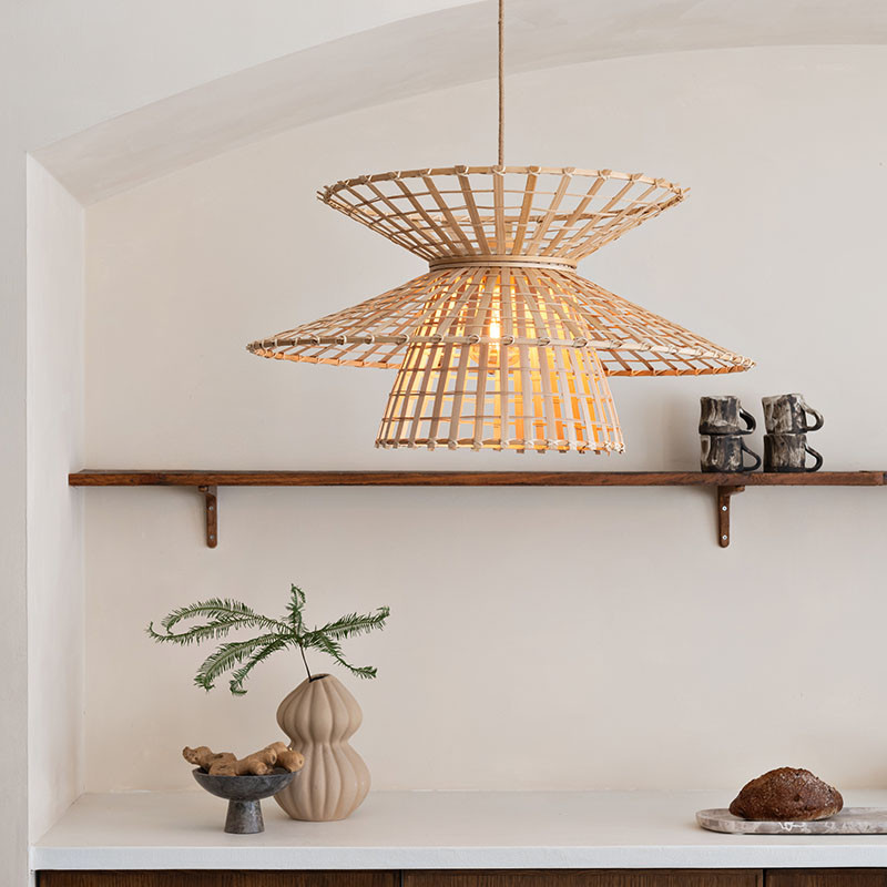 Suspension luminaire en bambou MACHU PICCHU, naturel ou noir Good et Mojo