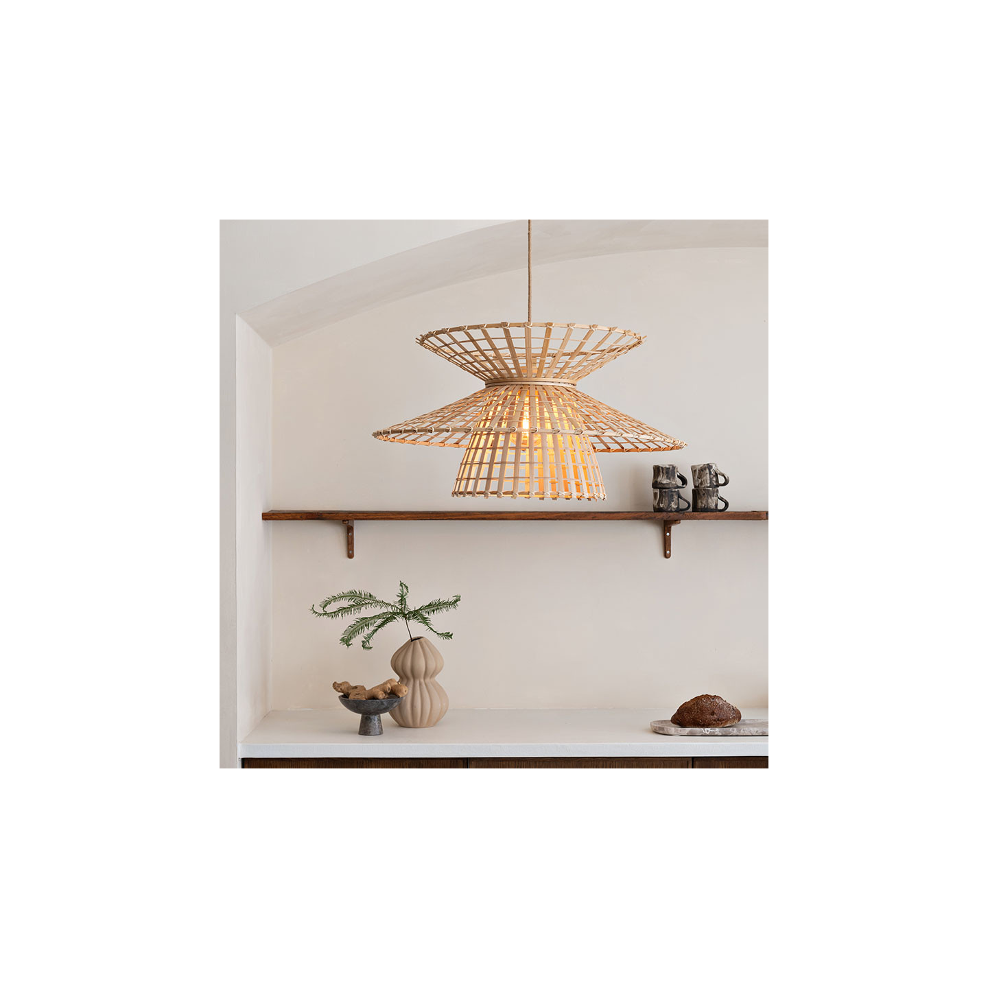 Suspension luminaire en bambou MACHU PICCHU, naturel ou noir Good et Mojo