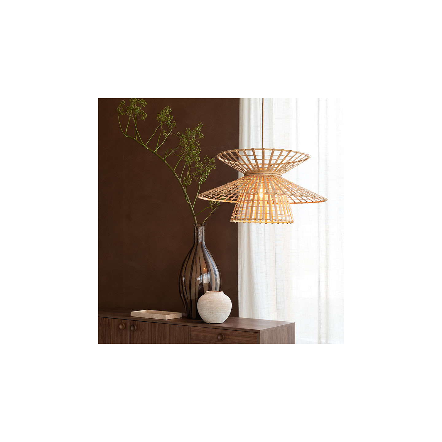 Suspension luminaire en bambou MACHU PICCHU, naturel ou noir Good et Mojo