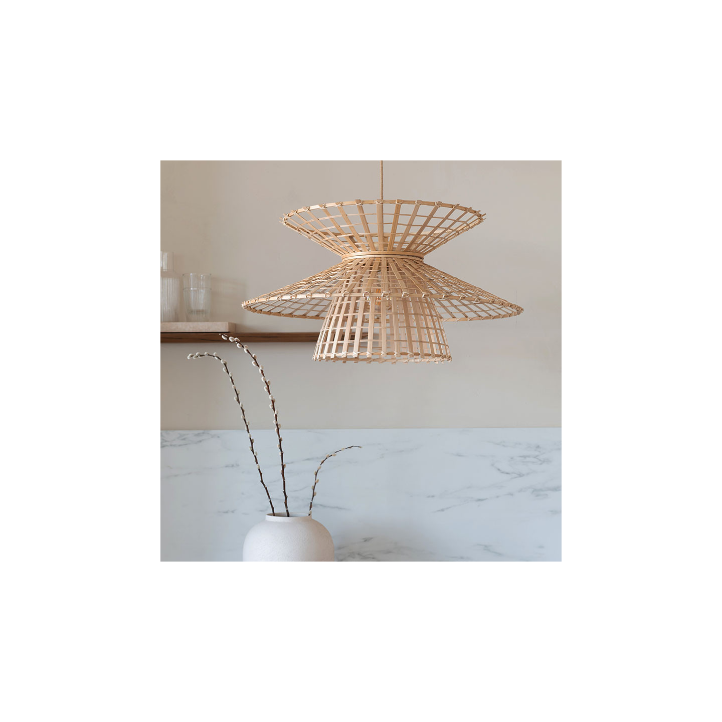 Suspension luminaire en bambou MACHU PICCHU, naturel ou noir Good et Mojo