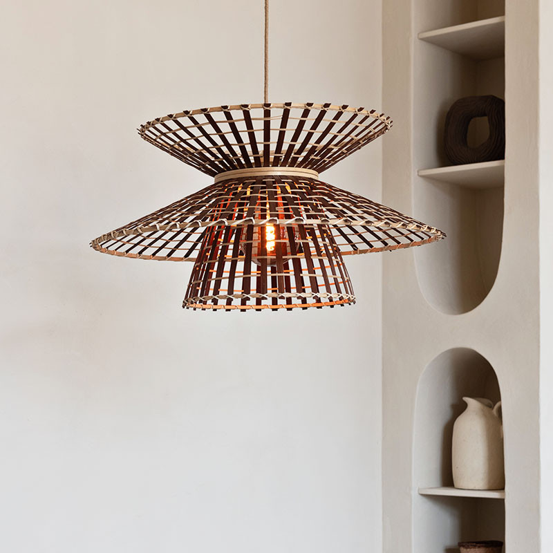 Suspension luminaire en bambou MACHU PICCHU, naturel ou noir Good et Mojo
