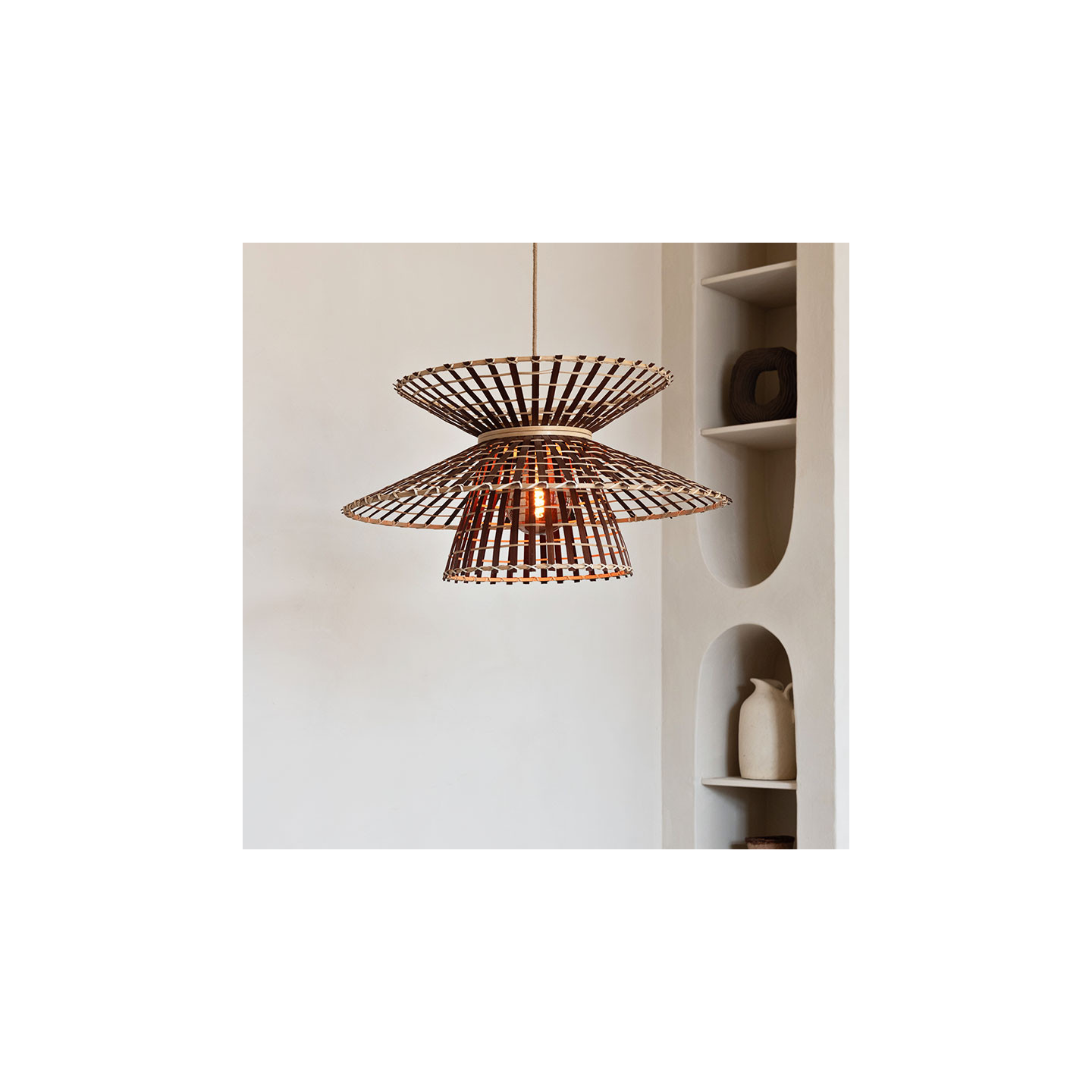 Suspension luminaire en bambou MACHU PICCHU, naturel ou noir Good et Mojo