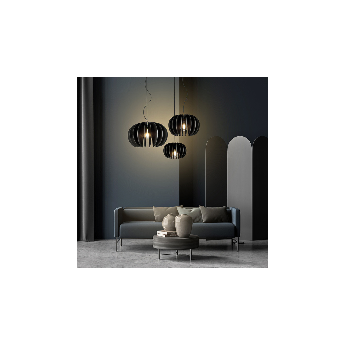 Suspension noire design ROSA DEL DESIERTO, 3 tailles