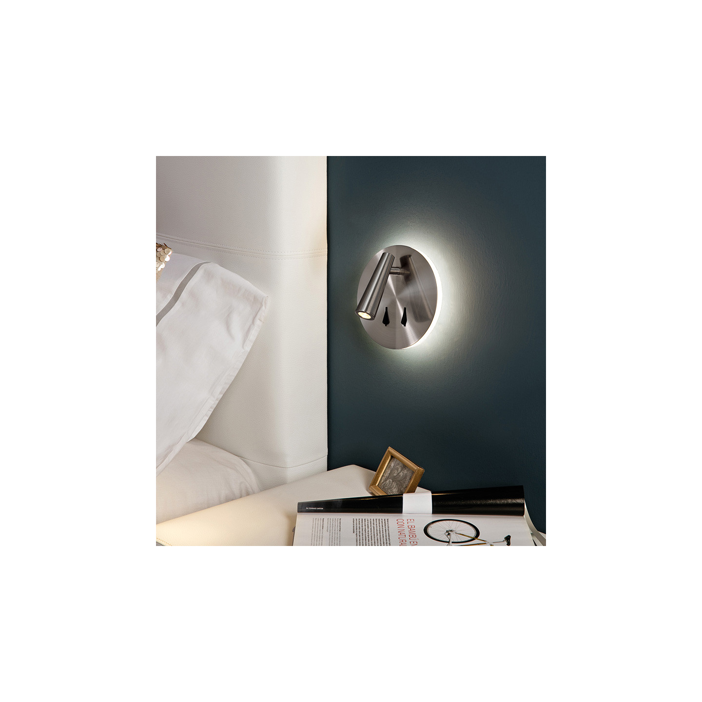 Liseuse en applique PANAU, blanc ou nickel