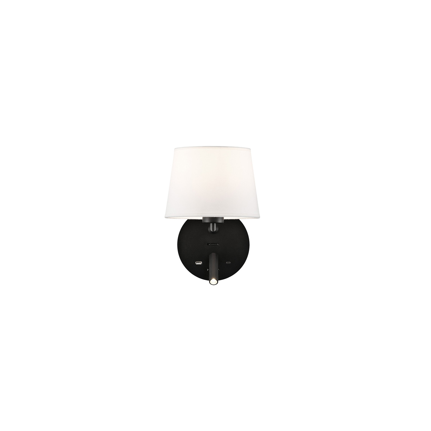 Applique murale chambre avec liseuse STILO, noir ou blanc