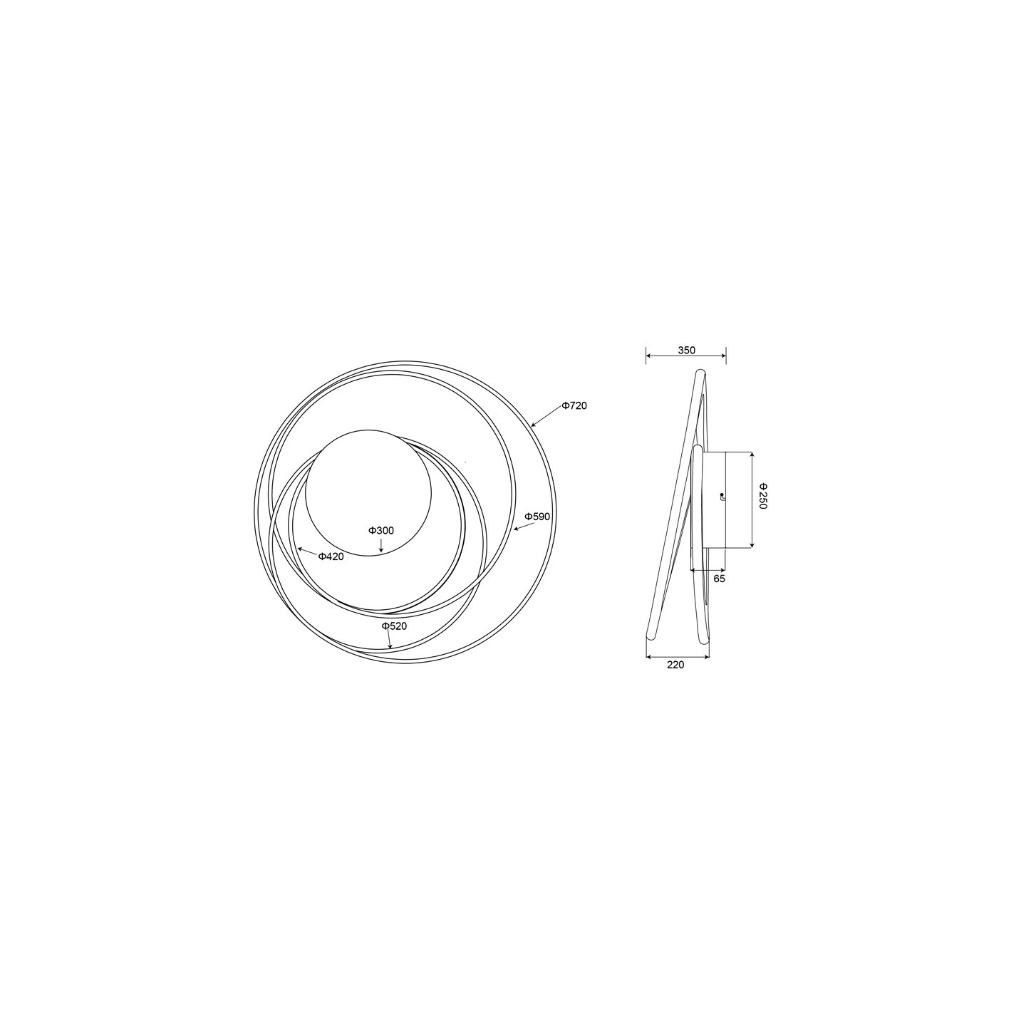 Plafonnier led de salon design NALA, 3 coloris