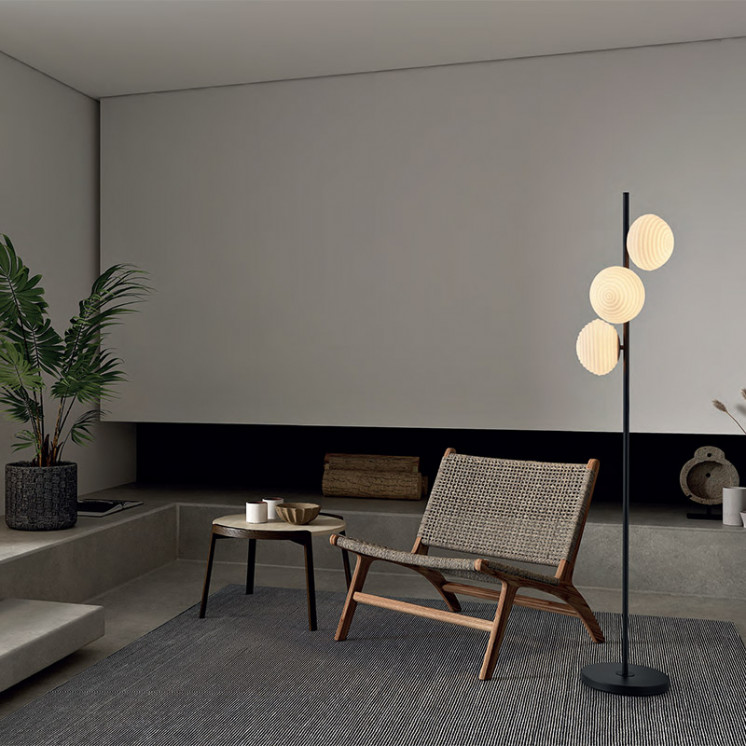 Lampadaire boule en verre CIAO, noir ou laiton