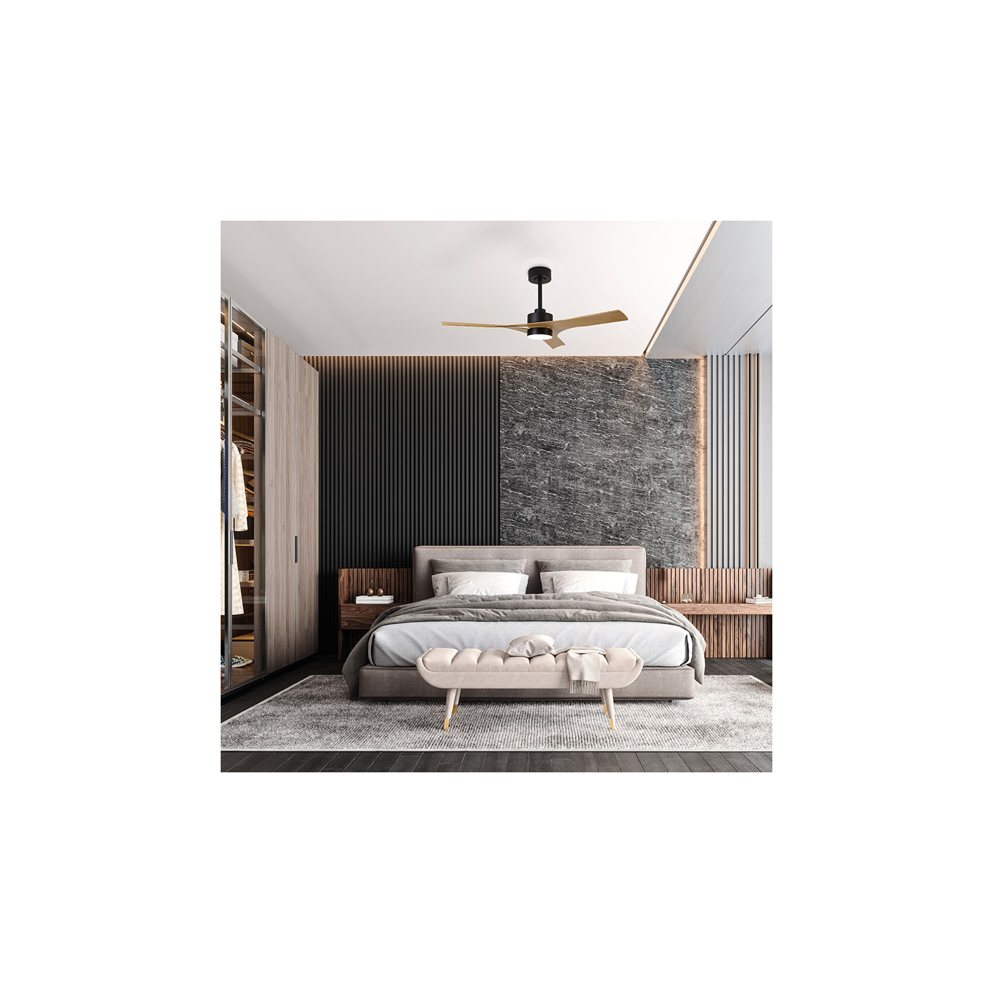 Ventilateur de plafond silencieux THAI, 3 coloris avec télécommande et application