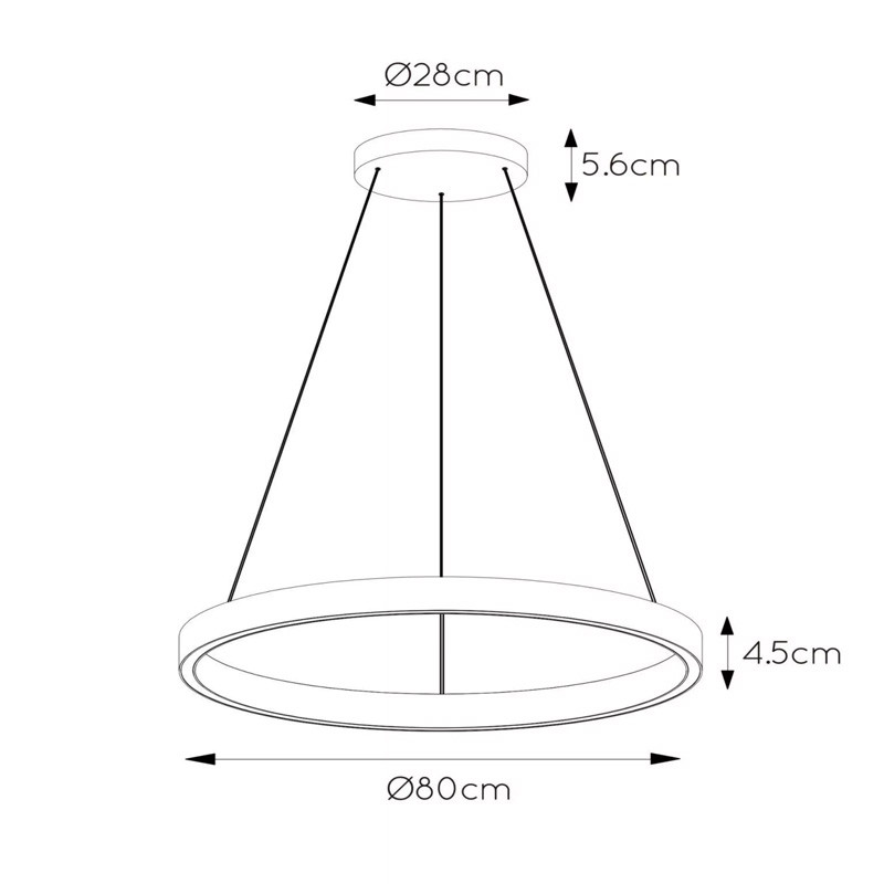 Plafonnier cercle led LIANE diamètre 80 cm