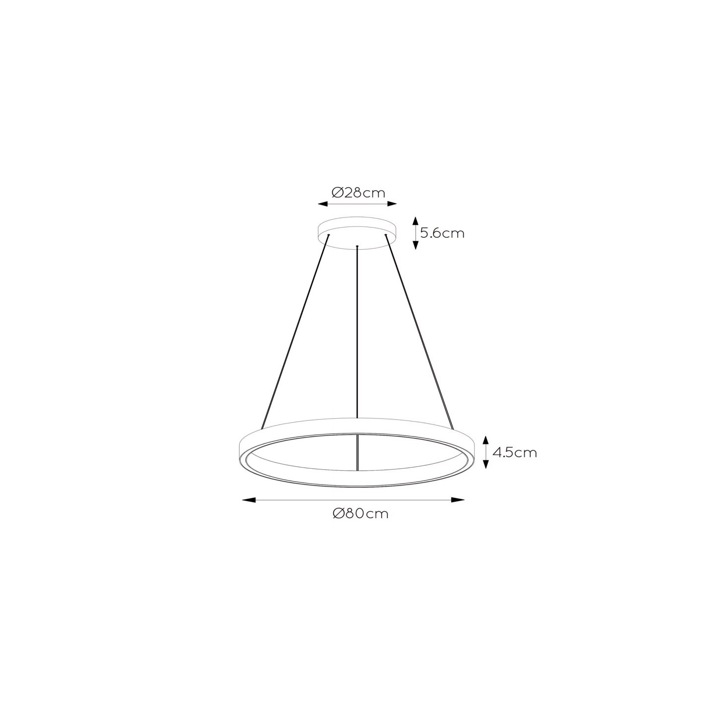 Plafonnier cercle led LIANE diamètre 80 cm