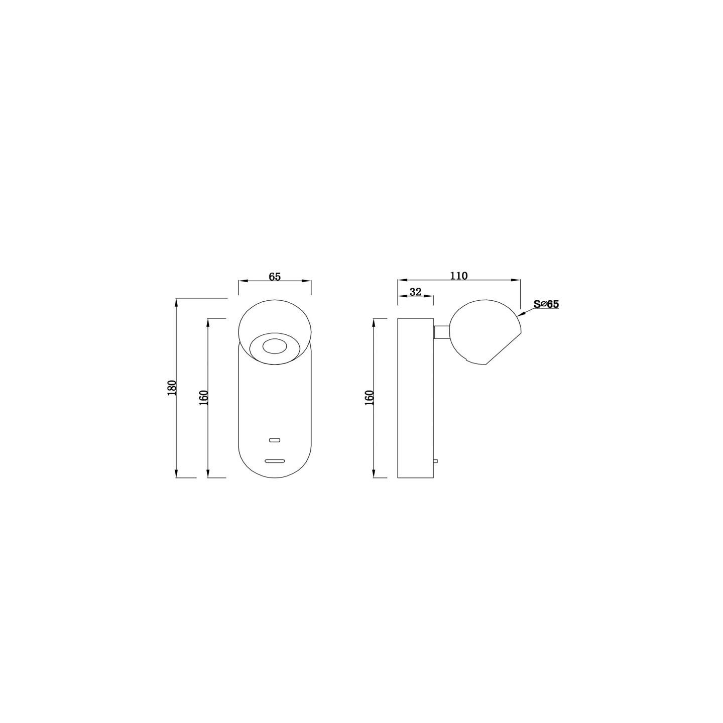 Applique chevet avec port usb et liseuse MONTANA, 2 coloris