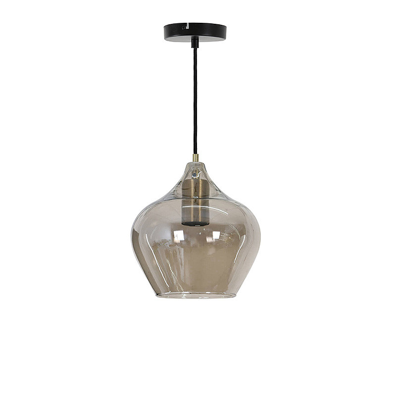 Suspension en verre fumé RAKEL BRONZE ANTIQUE, 2 tailles