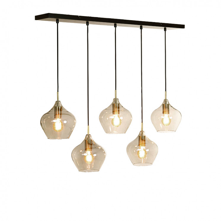 Suspension 5 ampoules RAKEL, bronze antique ou noir