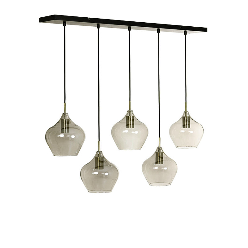 Suspension 5 ampoules RAKEL, bronze antique ou noir