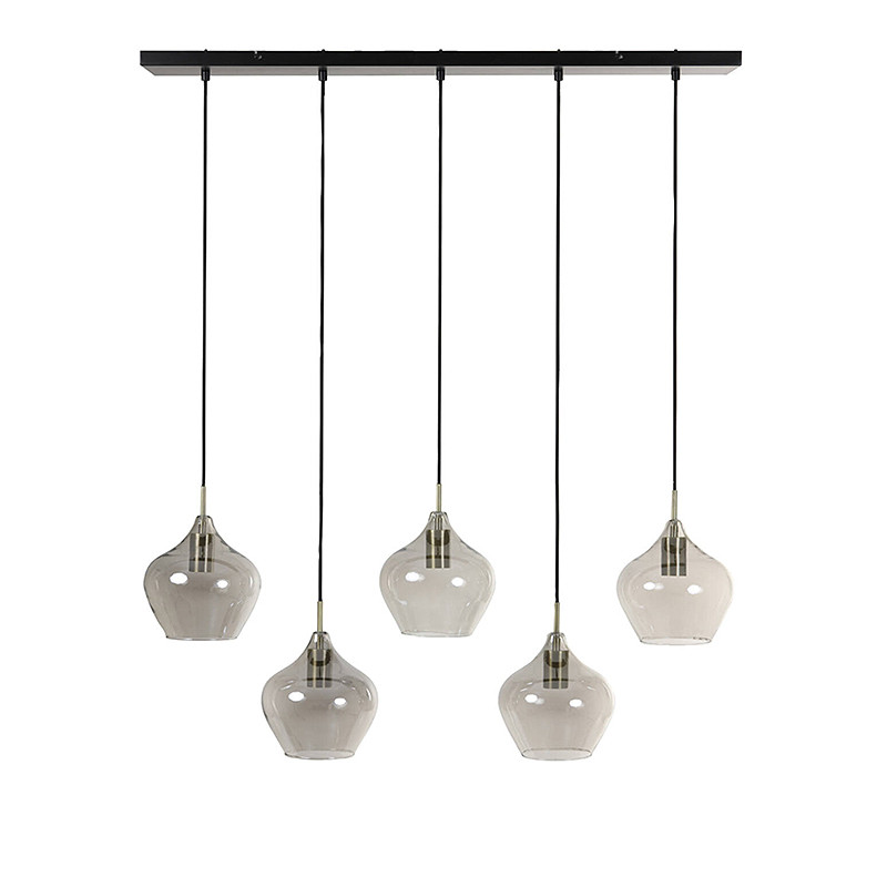 Suspension 5 ampoules RAKEL, bronze antique ou noir